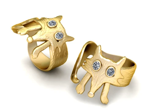 Gold Fox Diamond Ring 3D Model