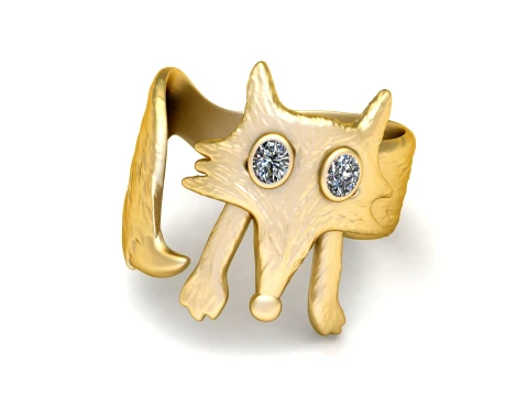 Gold Fox Diamond Ring 3D Model