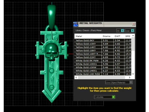 Gold Skull Cross Pendant with Diamond Accents 3D Model