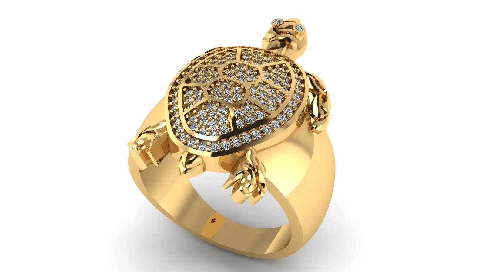 Luxury Gold Turtle Ring with Diamond-Studded Shel 3D Model .c4d .max .obj .3ds .fbx .stl .blend 