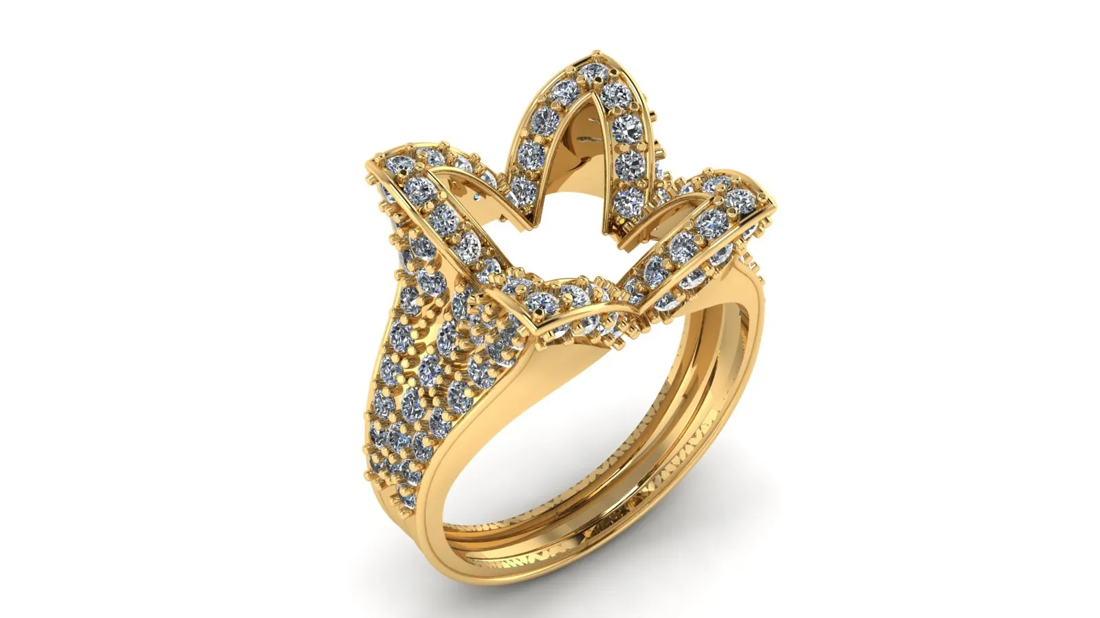 Luxury Diamond Crown Gold Ring 3D Printable Princess Jewelry Model 3D Model .c4d .max .obj .3ds .fbx .stl .blend 