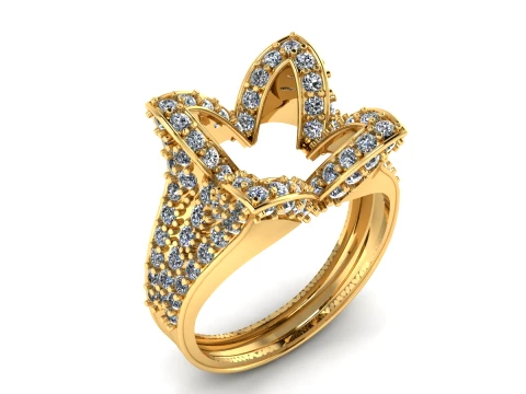 Luxury Diamond Crown Gold Ring 3D Printable Princess Jewelry Model Model 3D