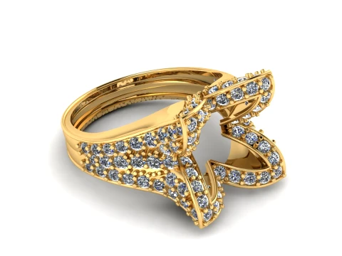 Luxury Diamond Crown Gold Ring 3D Printable Princess Jewelry Model 3D Model