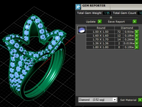 Luxury Diamond Crown Gold Ring 3D Printable Princess Jewelry Model 3D Model