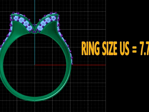 Luxury Diamond Crown Gold Ring 3D Printable Princess Jewelry Model 3D Model