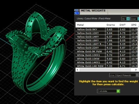 Luxury Diamond Crown Gold Ring 3D Printable Princess Jewelry Model 3D Model