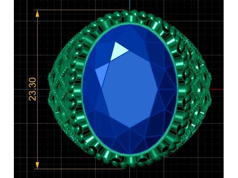 Luxury Blue Sapphire Gold Ring with Diamond-Studded Vintage Design 3D Printable Jewelry Model 3D Model