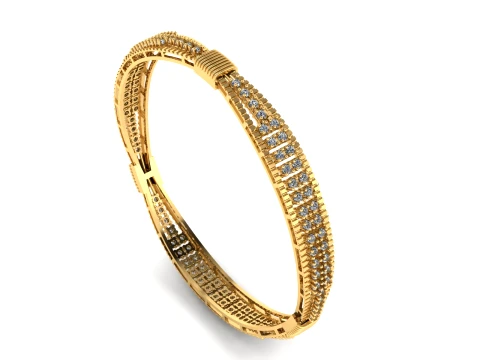 Luxury Diamond-Studded Gold Bangles Set 3D Printable Jewelry Model 3D Model