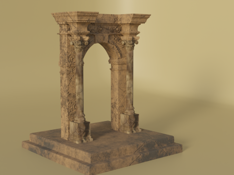 Ancient Stone Arch High Poly with Baked Textures 3D मॉडल