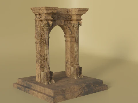 Ancient Stone Arch High Poly with Baked Textures 3D Model