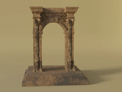 Ancient Stone Arch High Poly with Baked Textures 3D Model