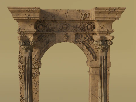 Ancient Stone Arch High Poly with Baked Textures 3D Model