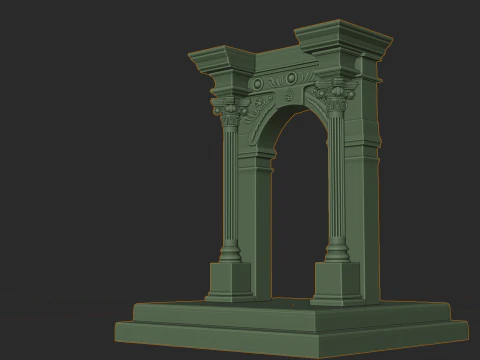 Ancient Stone Arch High Poly with Baked Textures 3D Model