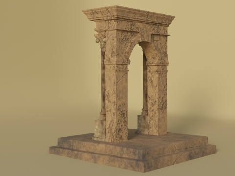 Ancient Stone Arch High Poly with Baked Textures 3D मॉडल