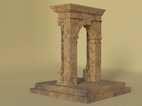 Ancient Stone Arch High Poly with Baked Textures 3D Model