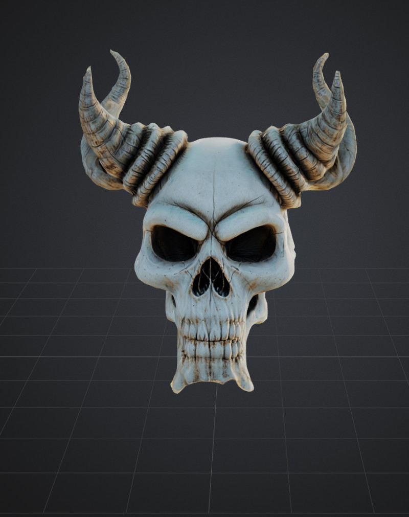 Scary skull with horns 3D Print Model .c4d .max .obj .3ds .fbx .stl .blend 
