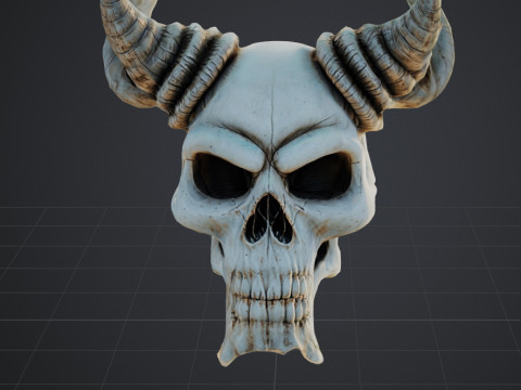 Scary skull with horns 3D-Druckmodell