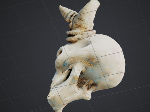 Scary skull with horns 3D Print Model