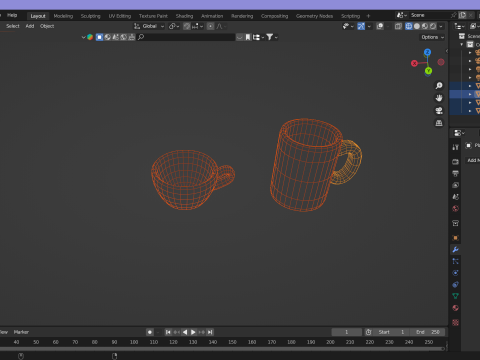2 Cups Set 3D Модель