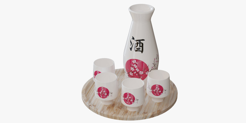 Cherry Sake Set 3D Model .c4d .max .obj .3ds .fbx .stl .blend