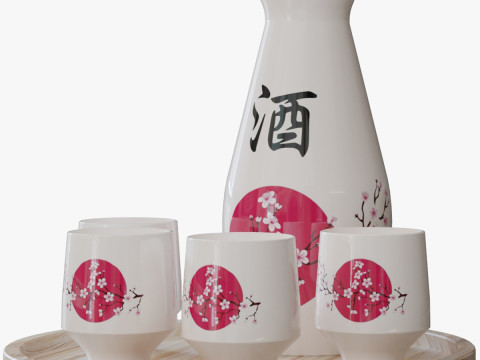 Cherry Sake Set 3D Modell