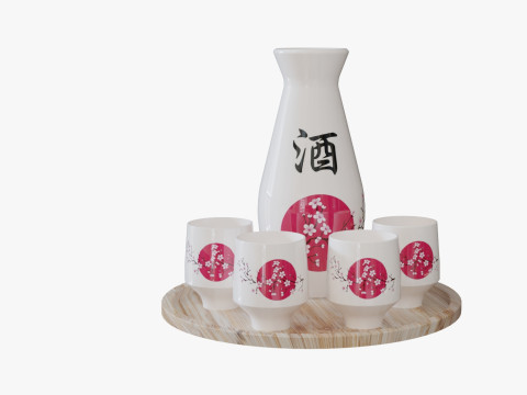 Cherry Sake Set 3D Modell