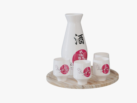 Cherry Sake Set 3D Modell