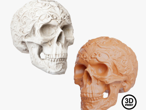 Flower Ornament Skull 3D Model