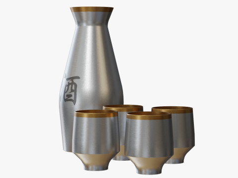 Aluminum Sake Set 3D Model