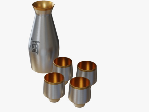 Aluminum Sake Set 3D Model