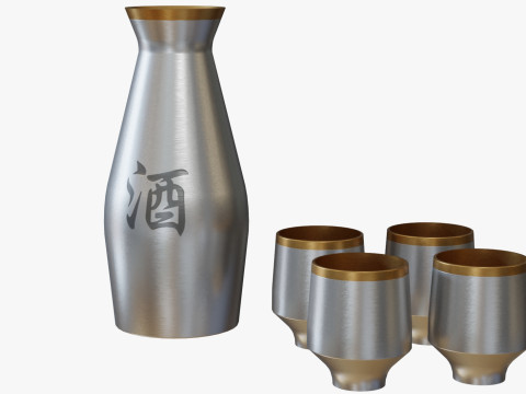 Aluminum Sake Set 3D Model