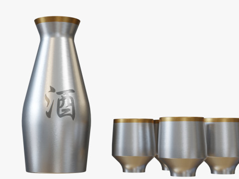 Aluminum Sake Set 3D Model