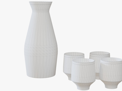 Aluminum Sake Set 3D Model