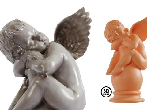 Statue scann&eacute;e en 3D de ch&eacute;rubins Low-poly Modèle 3D