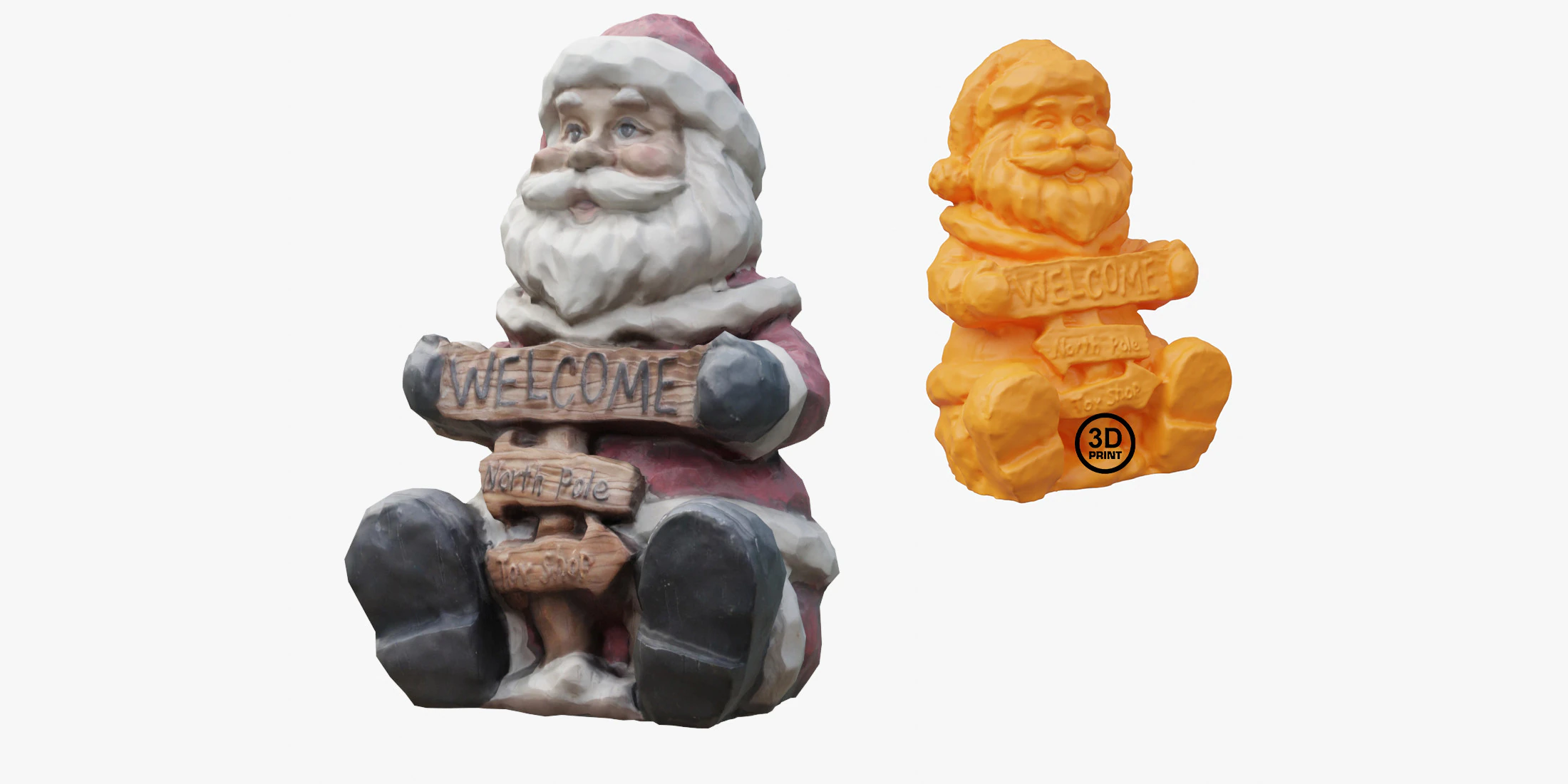 Santa Claus Statuette 3D Model .c4d .max .obj .3ds .fbx .stl .blend 