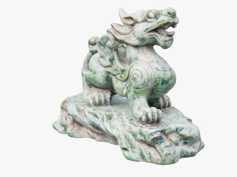 Green Chinese Dragon Statue 3D Model
