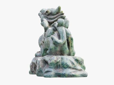 Green Chinese Dragon Statue 3D 모델
