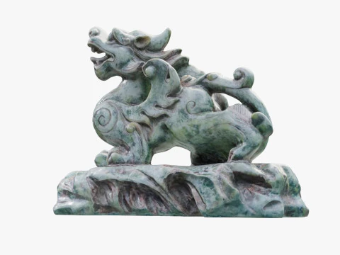 Green Chinese Dragon Statue 3D Model