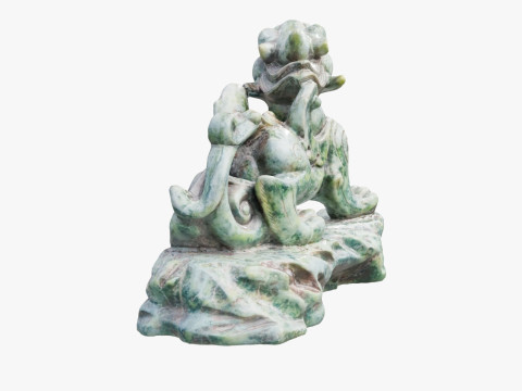 Green Chinese Dragon Statue 3D 모델