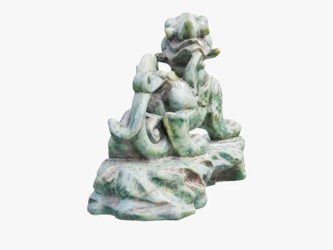 Green Chinese Dragon Statue 3D Model