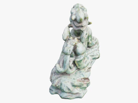 Green Chinese Dragon Statue 3D Model
