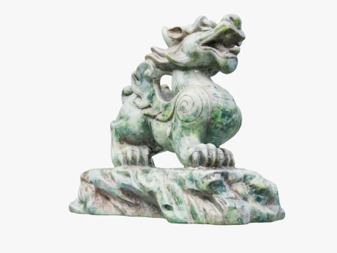 Green Chinese Dragon Statue 3D Model
