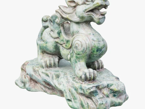 Green Chinese Dragon Statue 3D Model