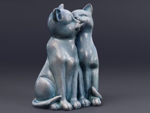 3Dscan Cats Cuddle 3D Model