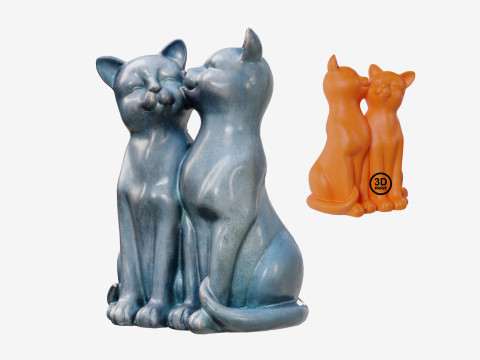 3Dscan Cats Cuddle Modello 3D