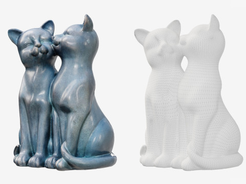 3Dscan Cats Cuddle Modello 3D
