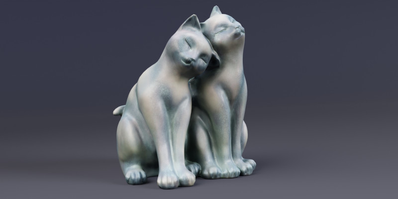 3Dscanned Nuzzling Cats Statue 3D मॉडल .c4d .max .obj .3ds .fbx .stl .blend