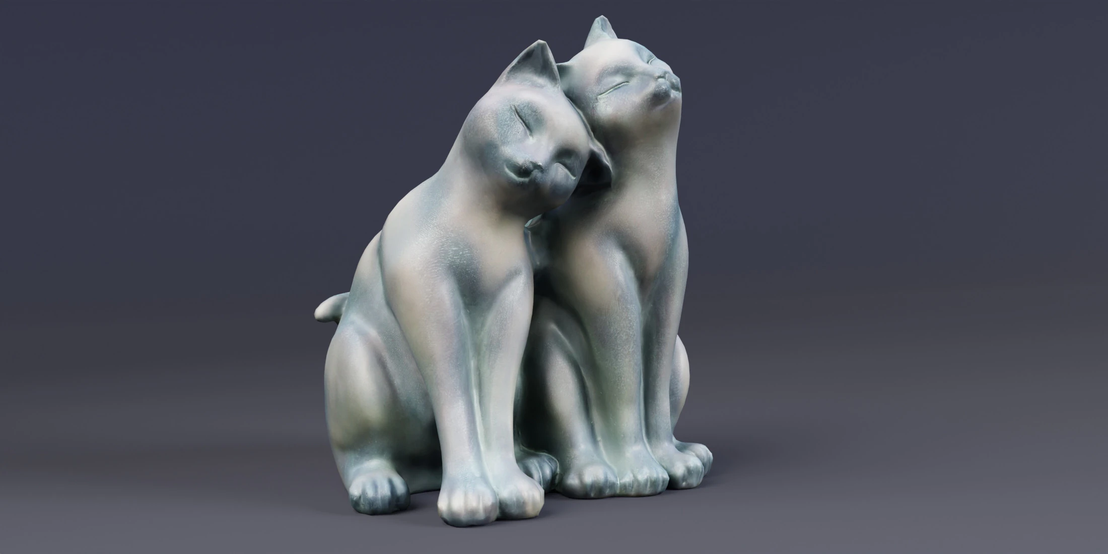3Dscanned Nuzzling Cats Statue 3D Model .c4d .max .obj .3ds .fbx .stl .blend 