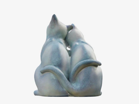 3Dscanned Nuzzling Cats Statue 3D Model