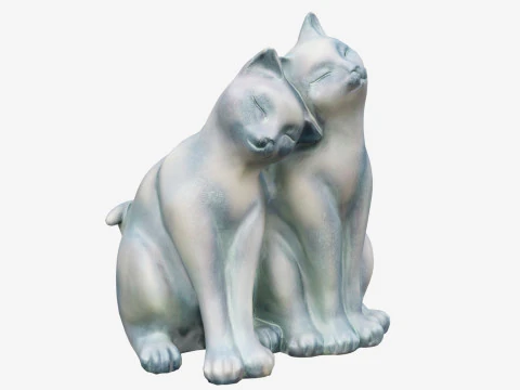 3Dscanned Nuzzling Cats Statue 3D Model